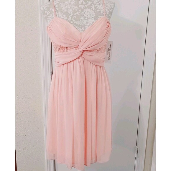 Maggy London Dresses & Skirts - Maggy London Pink Chiffon Embellished Special Occasion Dress 12P